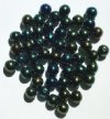 50 8mm Round Metallic Green AB Glass Beads